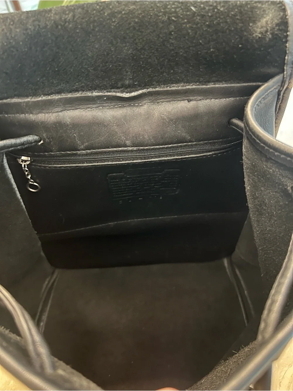 Vintage Coach 9791 Small Black Leather Backpack with Turn-Lock Closure